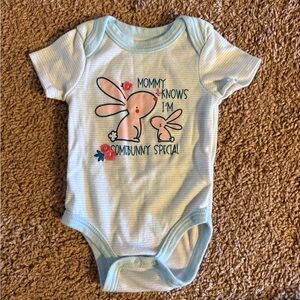 Quiltex Light Blue Bunny Print Bodysuit